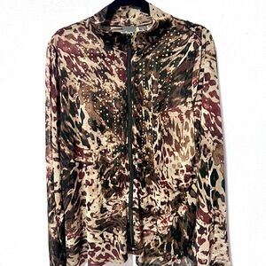 Traveler's‎ collection Chic Animal Print Zip-Up Jacket 3 16/18 XL